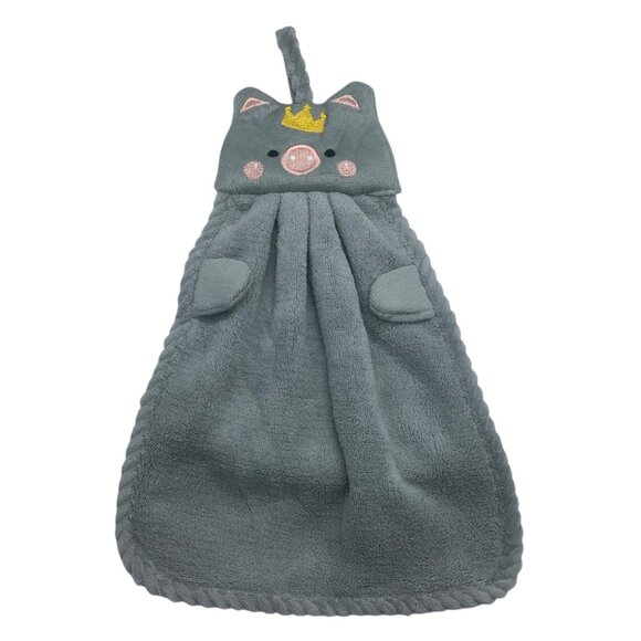 Cute Piggy Baby Bath Wash Towel Crown Soft Plush Newborn Toddler 14" - Picture 1 of 4